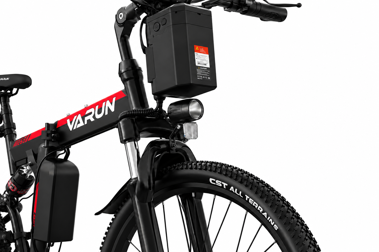 VARUN M26-3 Pro headlight and front fork detail