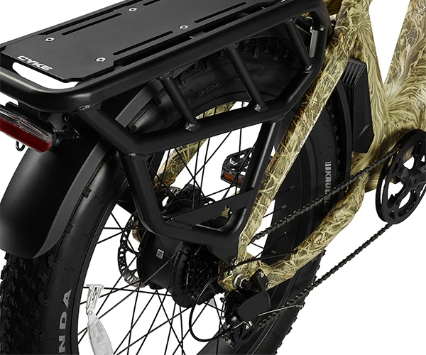 CYKE Cheetah heavy-duty rear cargo rack and KENDA fat tire
