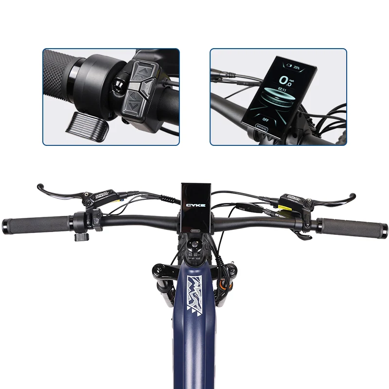 CYKE Falcon A cockpit with thumb throttle, control pad, and 4-inch TFT color display