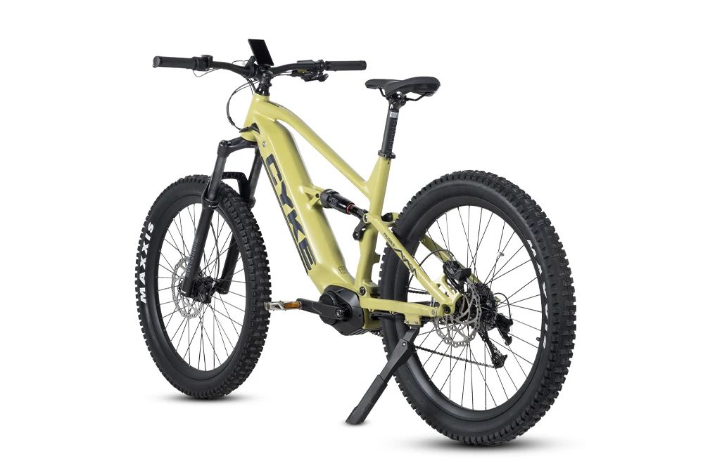 CYKE Falcon A military green rear three-quarter view with SRAM drivetrain