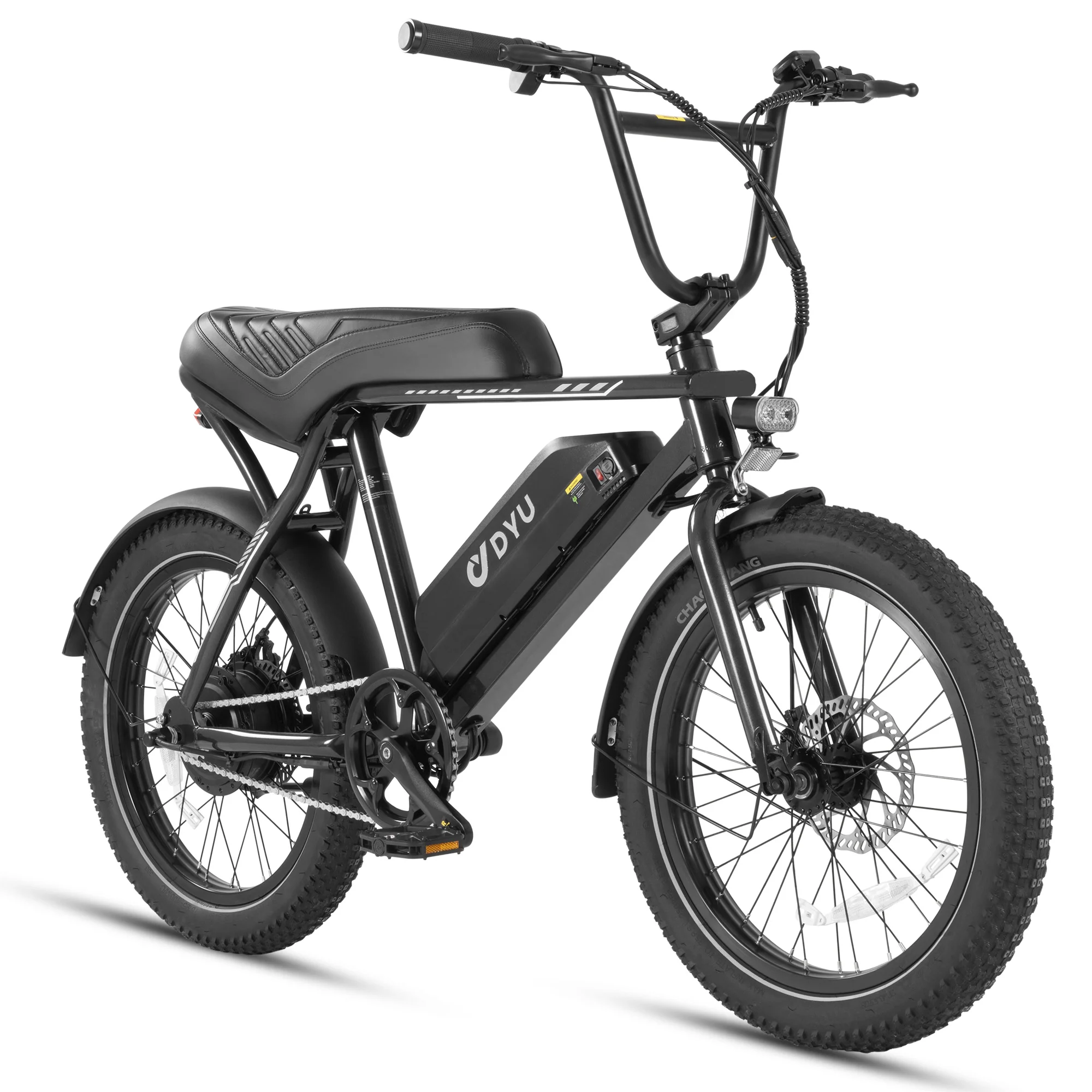 DYU UX BMX electric bike front three-quarter view